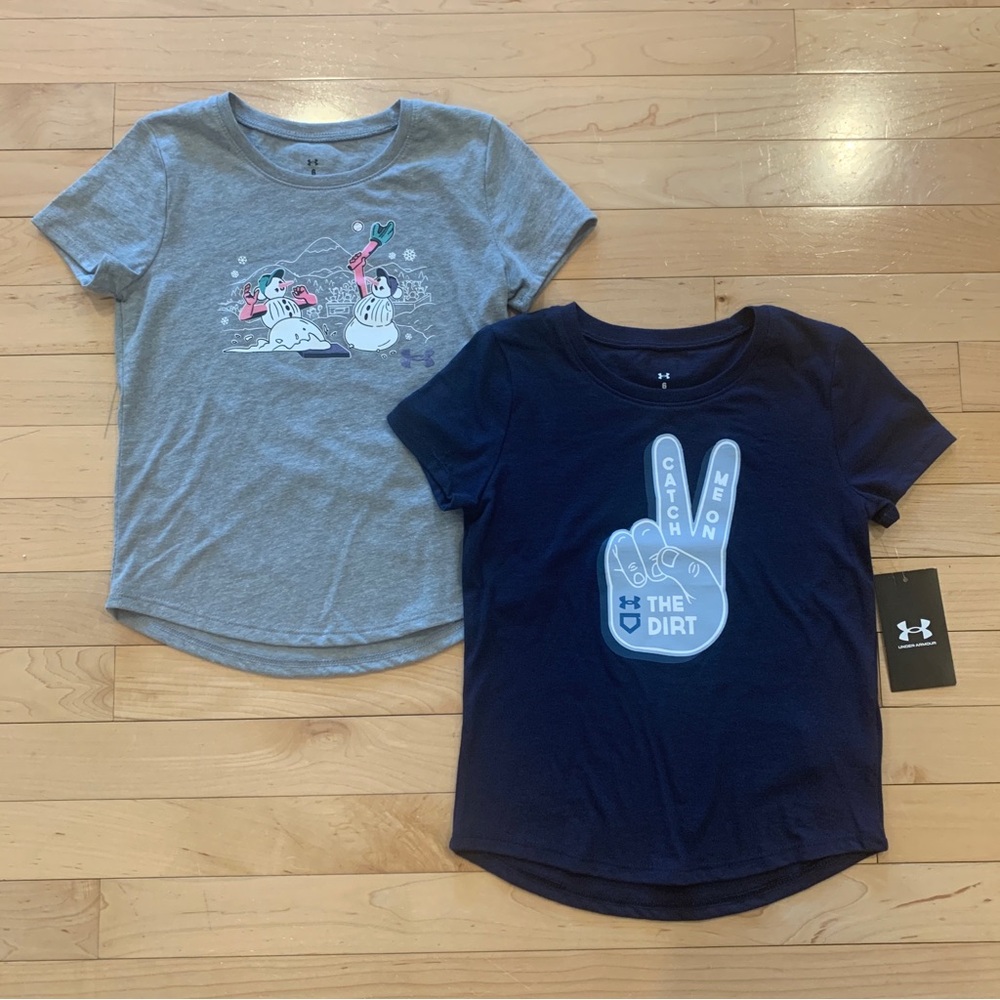 New Under Armour little girls size 6 short sleeve athletic shirts set of 2